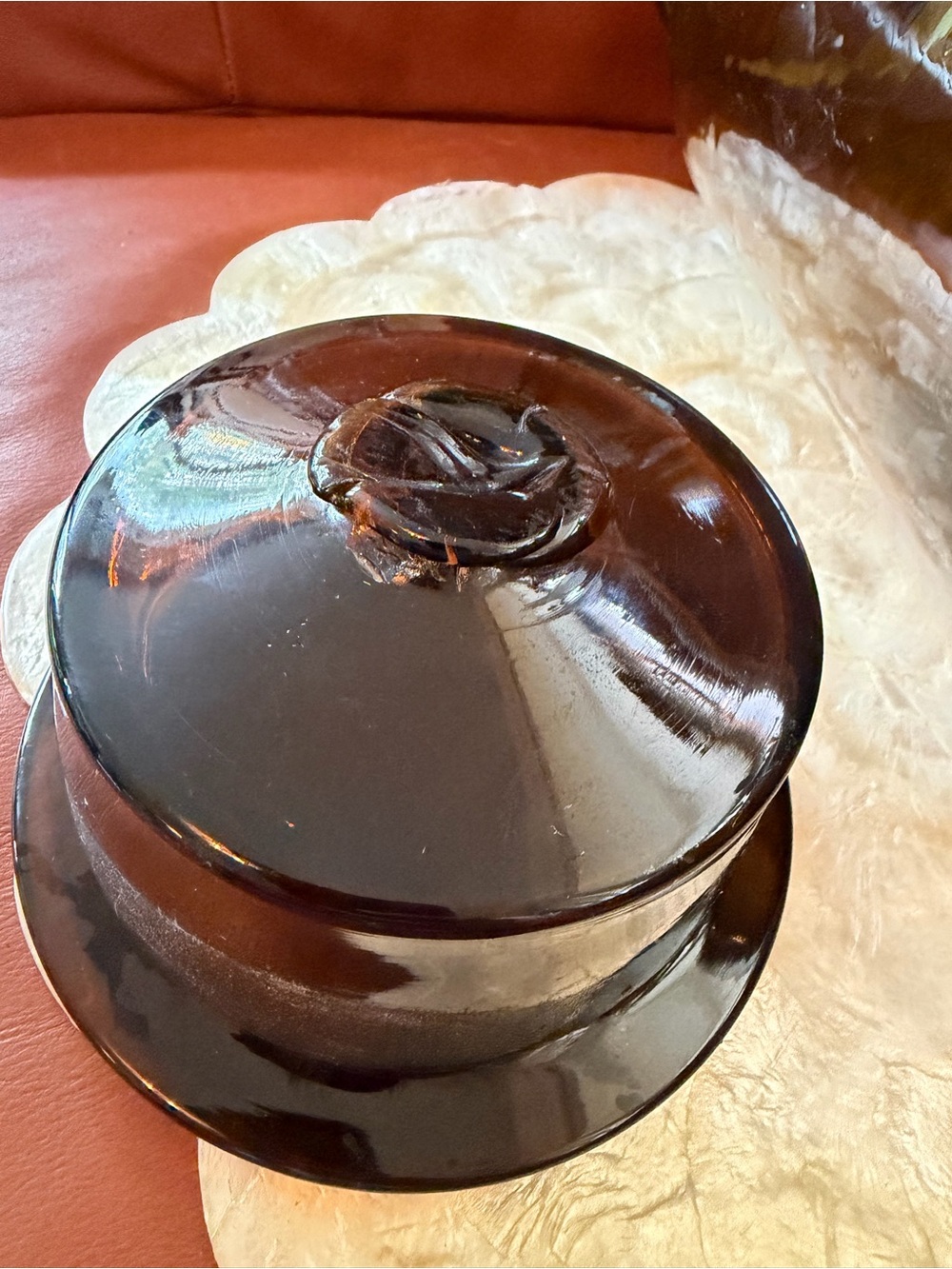 Vintage 13” Handblown Amber Glass Apothecary Jar - Unique Home Accents - Picture 5 of 11